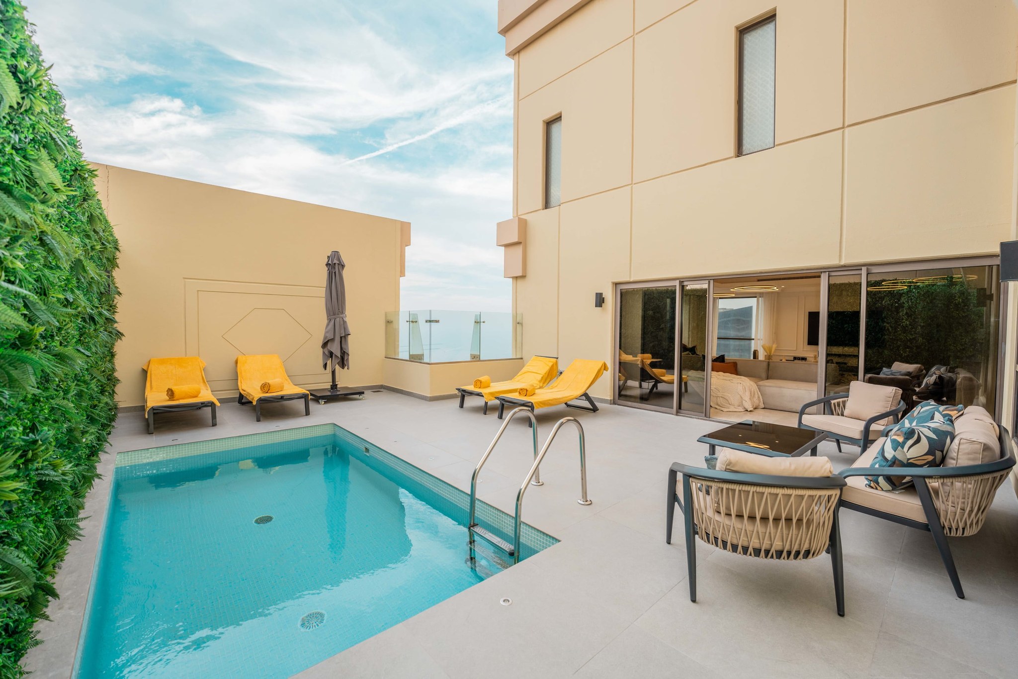 Private pool terrace at the JBR duplex penthouse